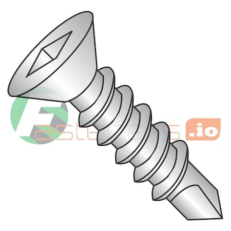 Newport Fasteners Self-Drilling Screw, #8 x 5/8 in, Plain 18-8 Stainless Steel Flat Head Square Drive, 2000 PK 592181